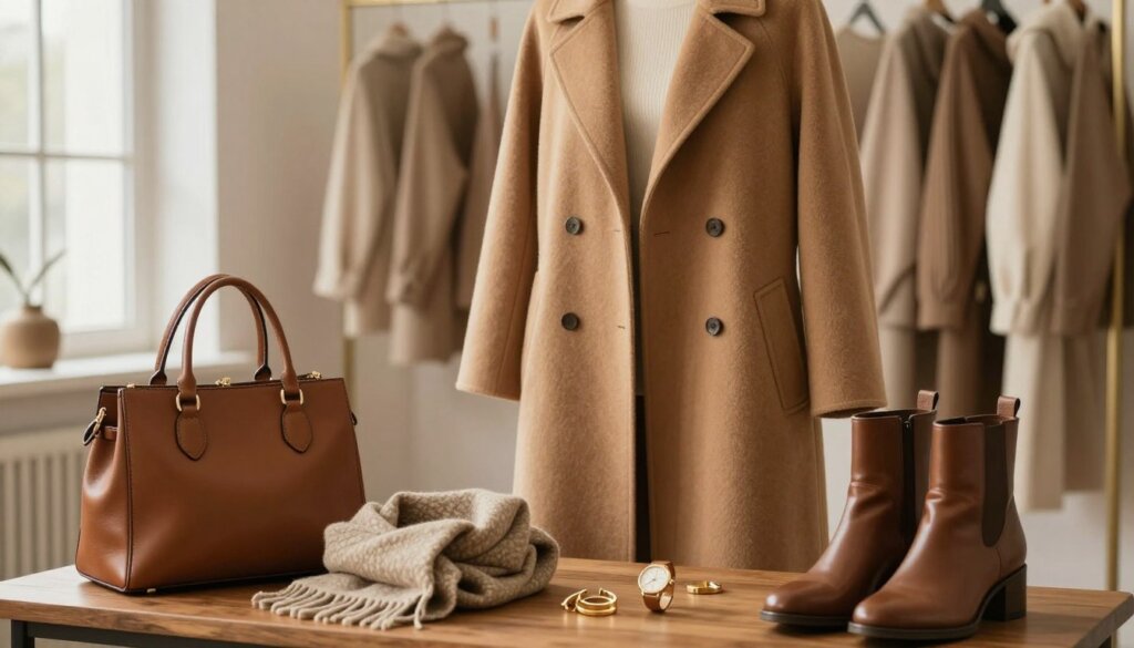 dodatki do camelowego płaszcza