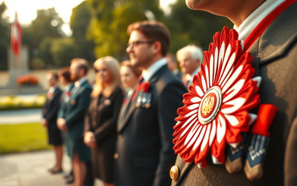 kokarda narodowa podczas uroczystości